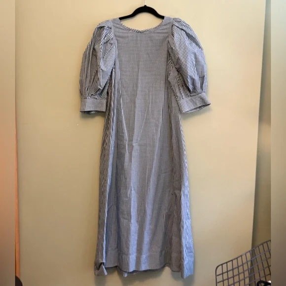 Loeffler Randall green gingham puff sleeve maxi dress - Picture 1 of 7